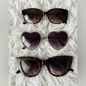 Unbranded Stylish Black‎ and Brown Sunglasses Set Three Pairs